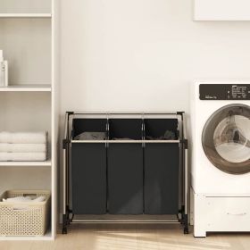 Laundry Sorter with 3 Bags Black Steel