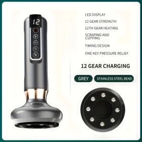 Body Gua Sha Scraping Massager. 12 Level Electric Vacuum Cupping Massager, Rechargeable And Cordless. Perfect For Halloween (Color: grey-Upgraded)